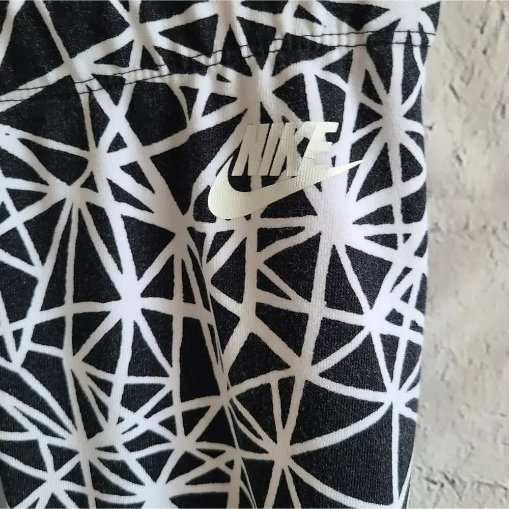 Nike Black And White Geometric Patterned 2 Tone Leggings SZ XS